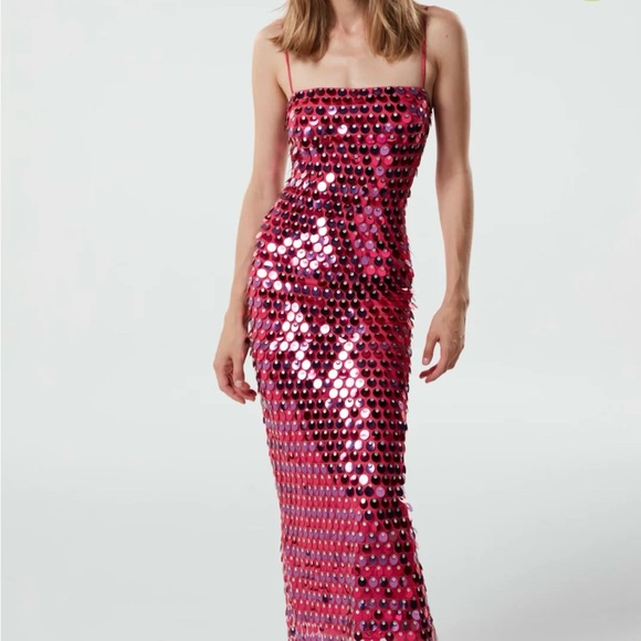 Glamorous Pink Sequin Midi Dress